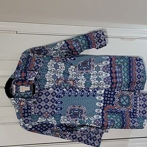 Chico's No Iron Paisley Midsleeve Top Size 8